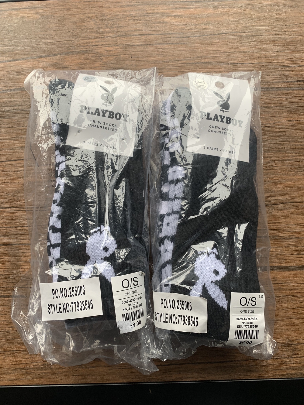PLAYBOY Black Crew Socks with White Logo - 6 Pairs